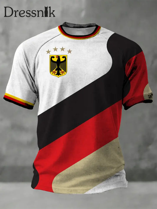 Stilvolle deutsche Adler-und Flaggen streifen für Männer T-Shirt mehrfarbig / S