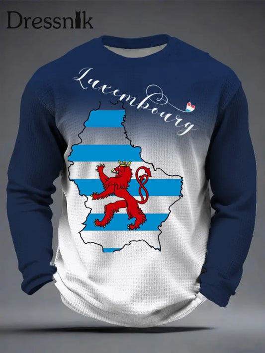 Stilvolle Luxemburger Karte & Löwen-Grafik-T-Shirt für Männer mehrfarbig / S