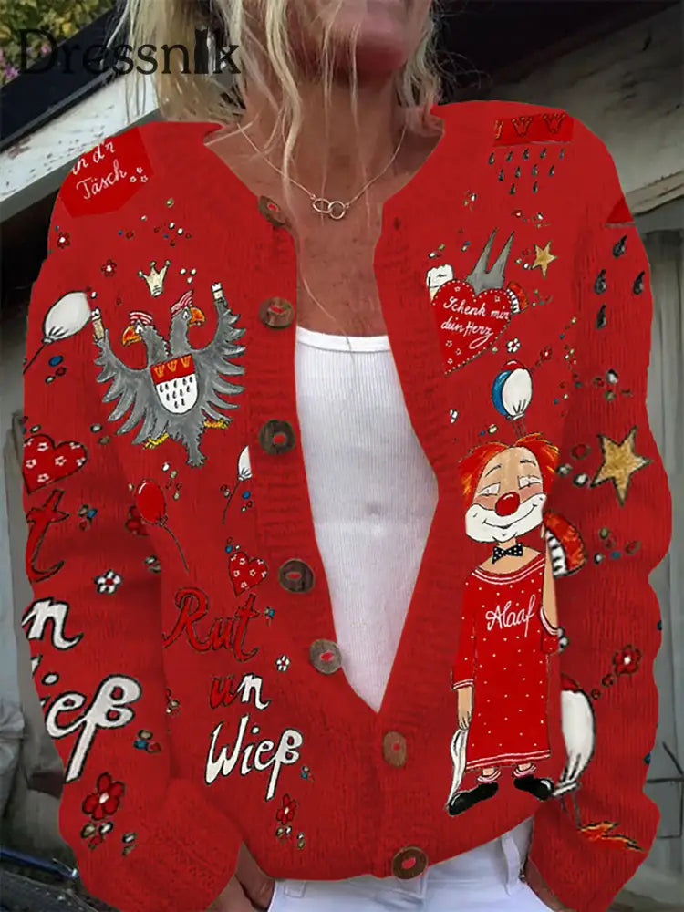 Strickjacke aus Kölner Karneval für Damen Rot / S