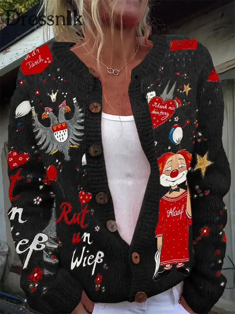 Strickjacke aus Kölner Karneval für Damen Schwarz / S