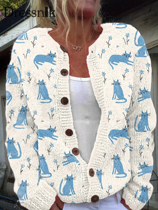 Strickjacke im Damen-Stil mit Tier druck als bild / S
