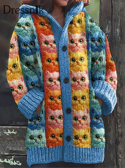 Strickjacke Mit Langen Ärmeln Kapuzen Strickjacke Knöpfen A / S