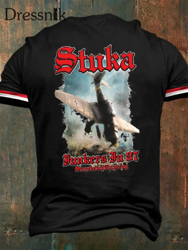 Stuka bedrucktes Kurzarm-T-Shirt für Männer