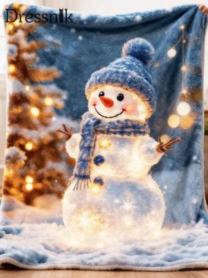 Süße Weihnachtsschneemann-Flanell decke mehrfarbig / EINS