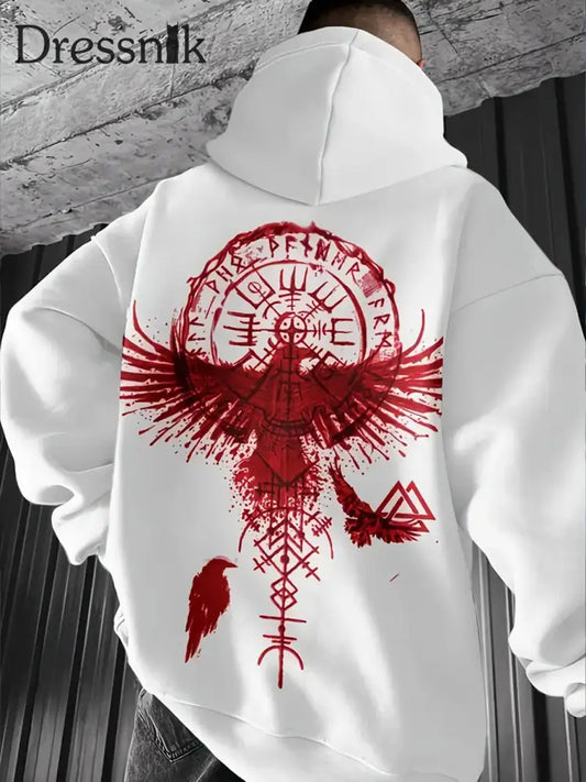 Sweatshirt Sweatshirt mit schwedischem Viking Print mit Kapuze A / S