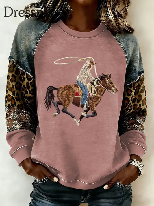 Sweatshirt mit Western-Raglan-Ärmel für Damen als bild / S