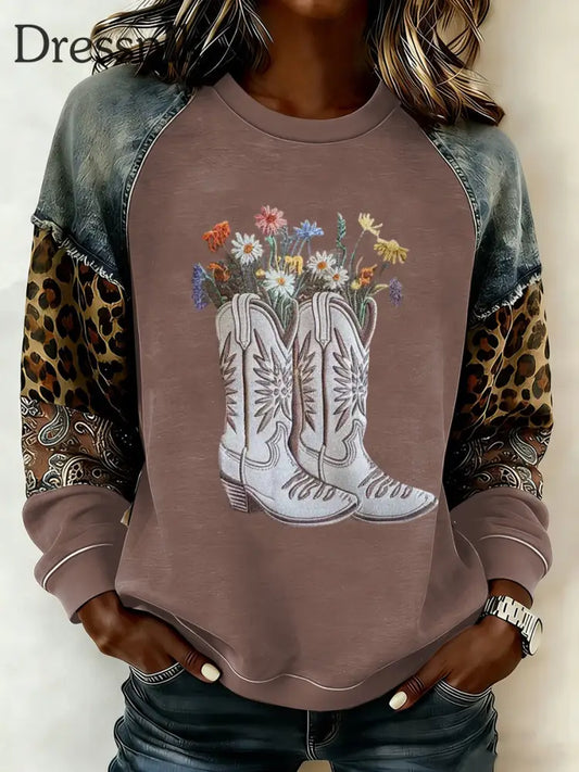 Sweatshirt mit Western-Raglan-Ärmel für Damen als bild / S