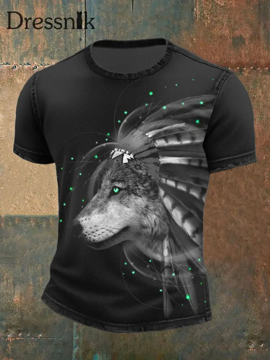 T-Shirt der indianischen männer wolf Schwarz / S
