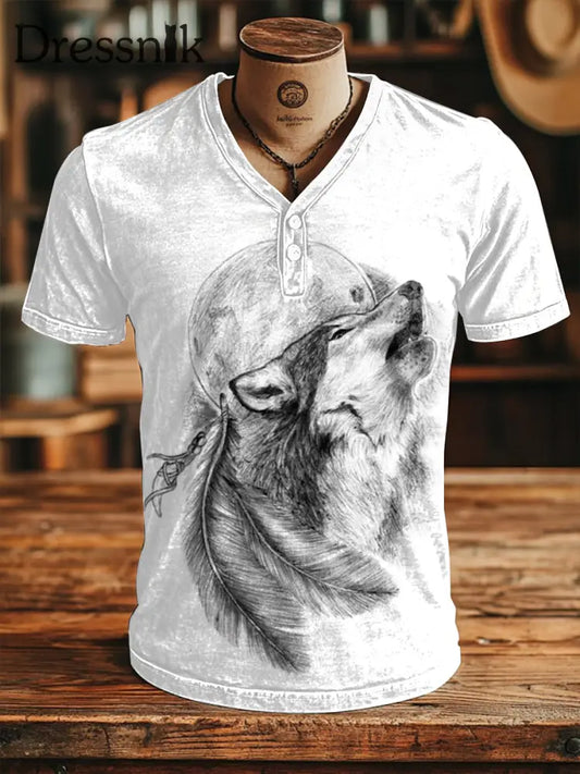 T-Shirt der indianischen männer wolf Weiß / S