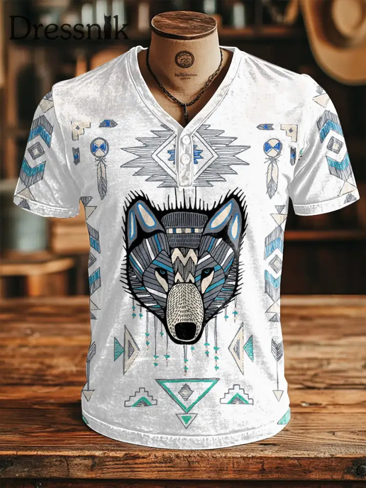 T-Shirt der indianischen männer wolf Weiß / S