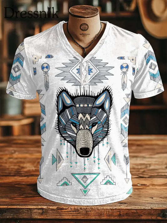 T-Shirt der indianischen männer wolf Weiß / S