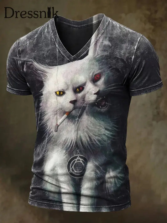 T-Shirt mit Halloween-Katzen druck für Männer als bild / S