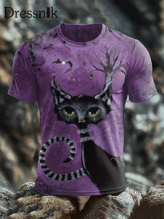 T-Shirt mit Halloween-Katzen druck für Männer Lila / S