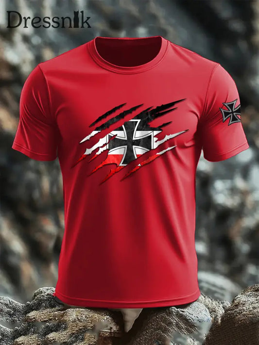T-Shirt mit kurzen Ärmeln für Herren Deutschland Empire reines Rot / S