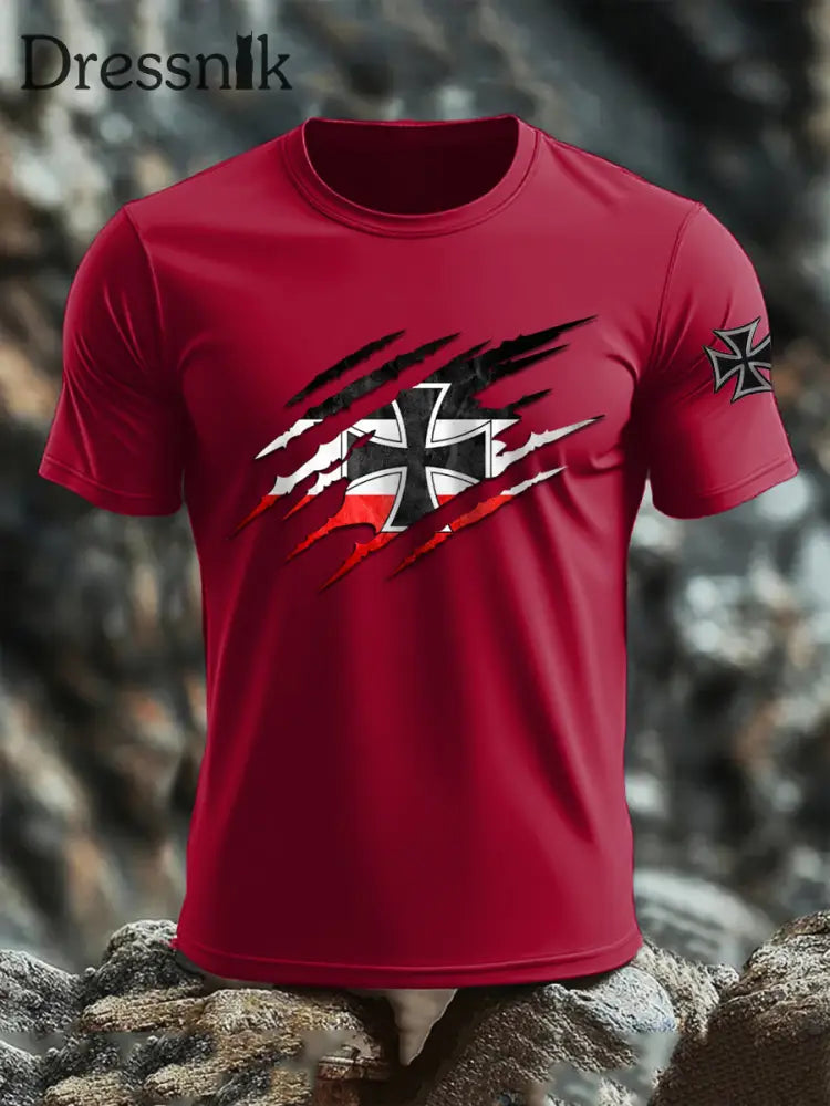 T-Shirt mit kurzen Ärmeln für Herren Deutschland Empire Tiefrot / S