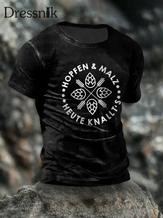 T-Shirt mit kurzen Ärmeln für Herren Hopfen und Malz Schwarz / S