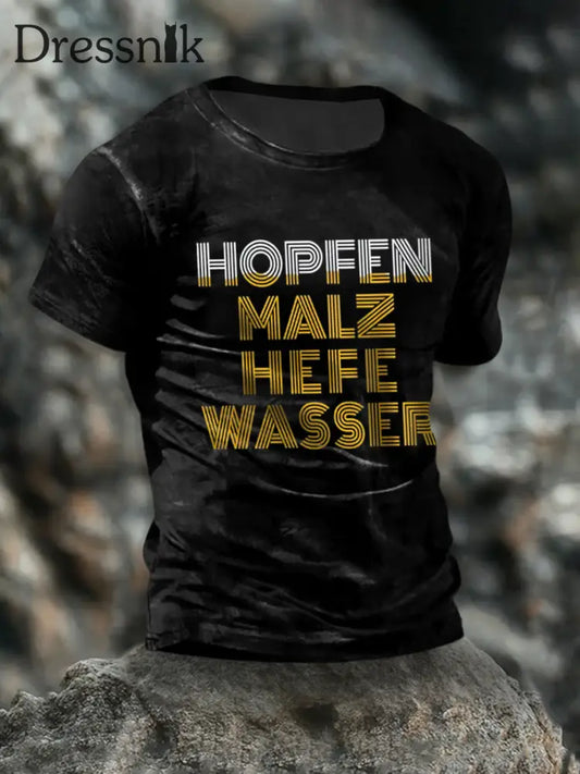 T-Shirt mit kurzen Ärmeln für Herren Hopfen und Malz Schwarz / S
