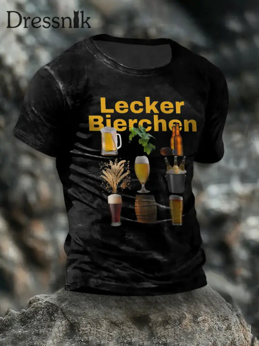 T-Shirt mit kurzen Ärmeln für Herren Hopfen und Malz Schwarz / S