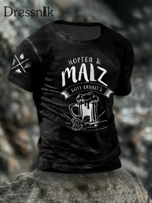 T-Shirt mit kurzen Ärmeln für Herren Hopfen und Malz Schwarz / S