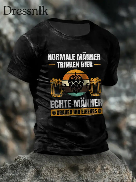T-Shirt mit kurzen Ärmeln für Herren Hopfen und Malz Schwarz / S