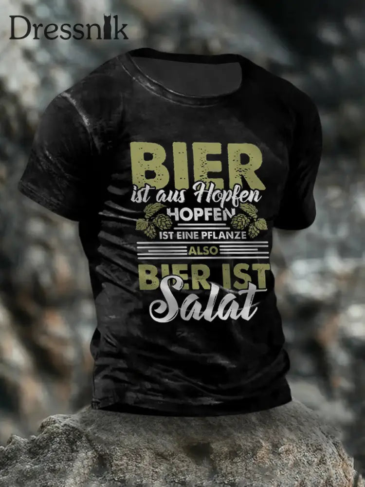 T-Shirt mit kurzen Ärmeln für Herren Hopfen und Malz Schwarz / S
