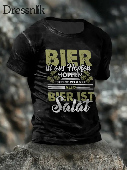T-Shirt mit kurzen Ärmeln für Herren Hopfen und Malz Schwarz / S