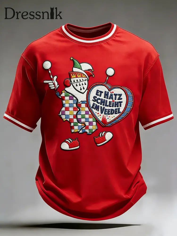 T-Shirt mit kurzen Ärmeln für Herren Kölner Karneval Print Rot / S