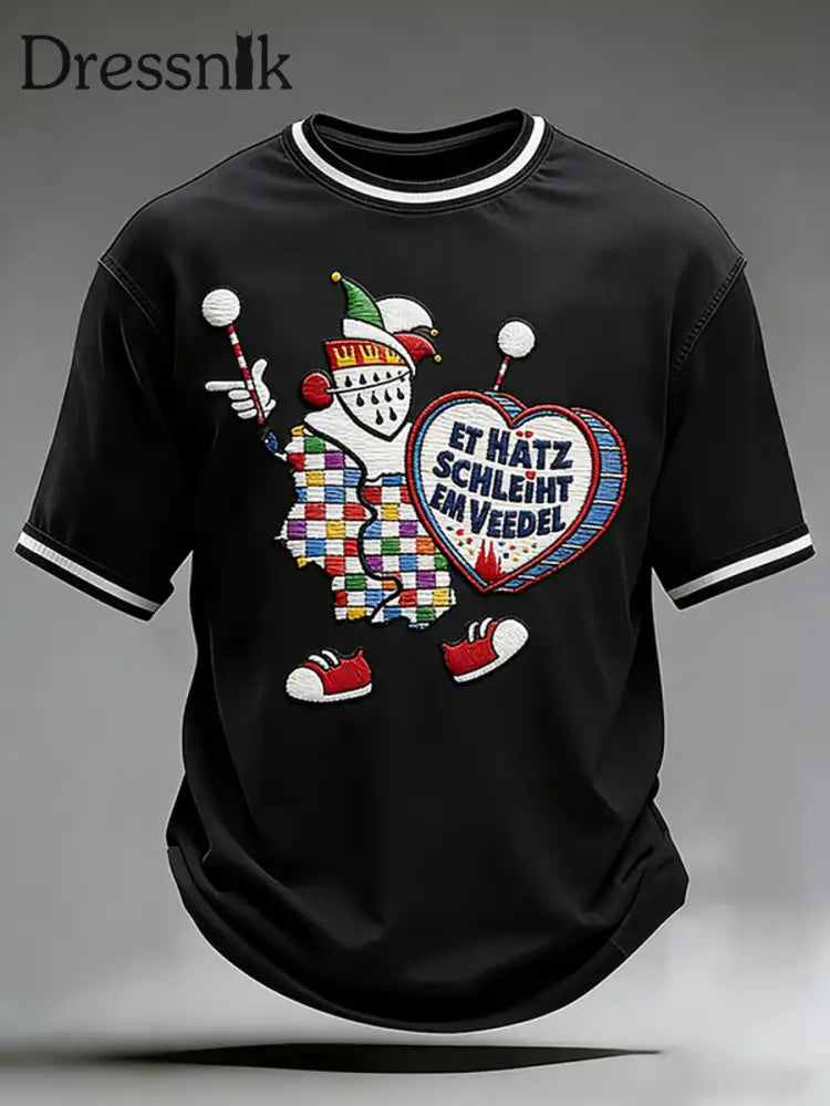 T-Shirt mit kurzen Ärmeln für Herren Kölner Karneval Print Schwarz / S