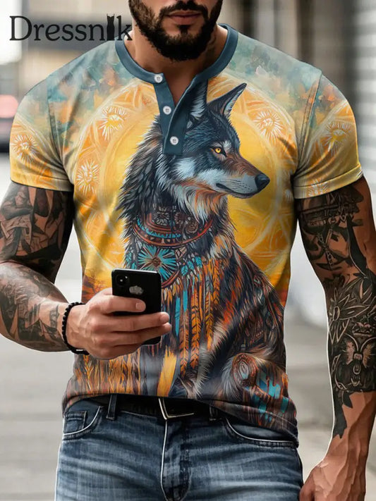 T-Shirts mit Aborigines-Wolf-Print für Männer als bild / S