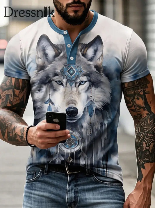 T-Shirts mit Aborigines-Wolf-Print für Männer als bild / S