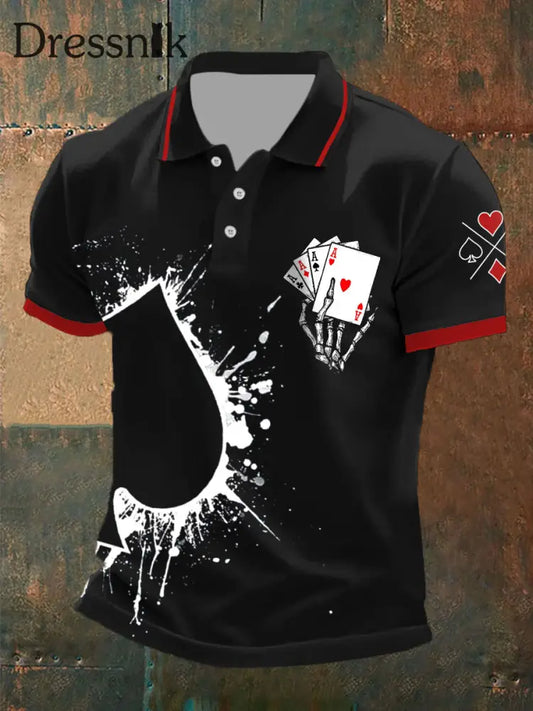 Texas Hold’em bedruckte Oberteile für Herren Schwarz / S