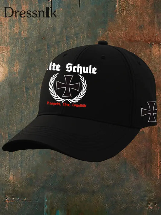 Unisex Alte Schule Design Print Cap Schwarz / JM