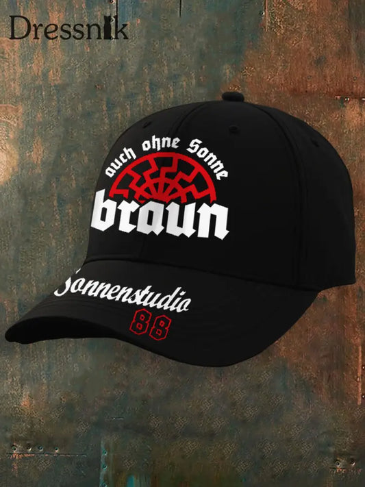 Unisex Auch Ohne Sonne Braun 88 Druck kappe Schwarz / JM