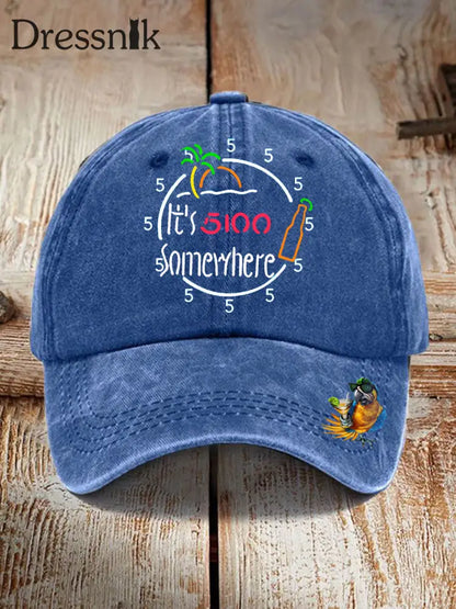 Unisex Es ist 5:00 Irgendwo Print Hut Blau / JM