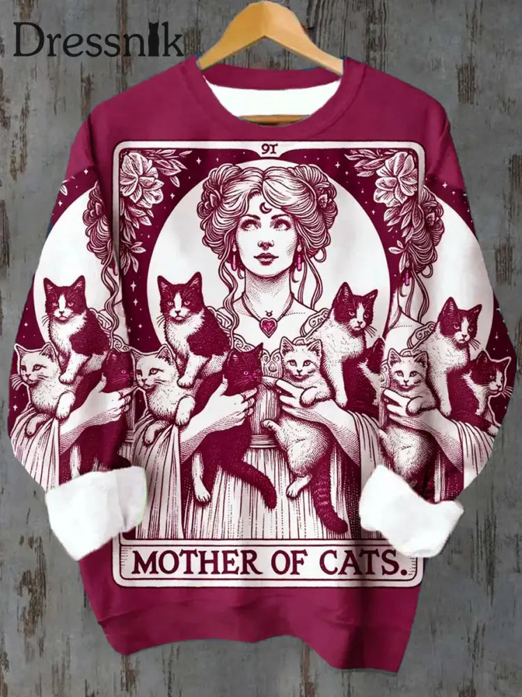 Unisex Feline Tarot Lässig Sweatshirt Mit Rundhals Ausschnitt A / S