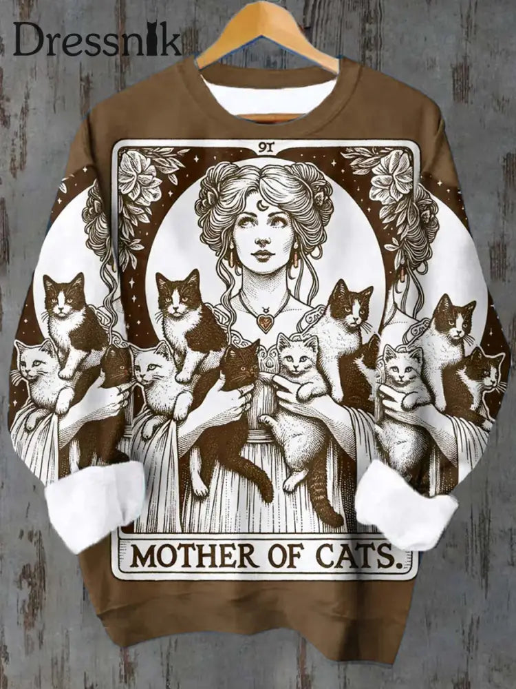 Unisex Feline Tarot Lässig Sweatshirt Mit Rundhals Ausschnitt B / S