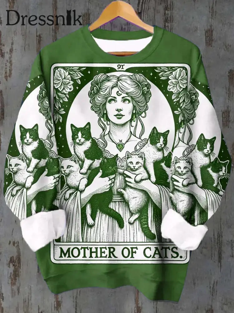 Unisex Feline Tarot Lässig Sweatshirt Mit Rundhals Ausschnitt C / S