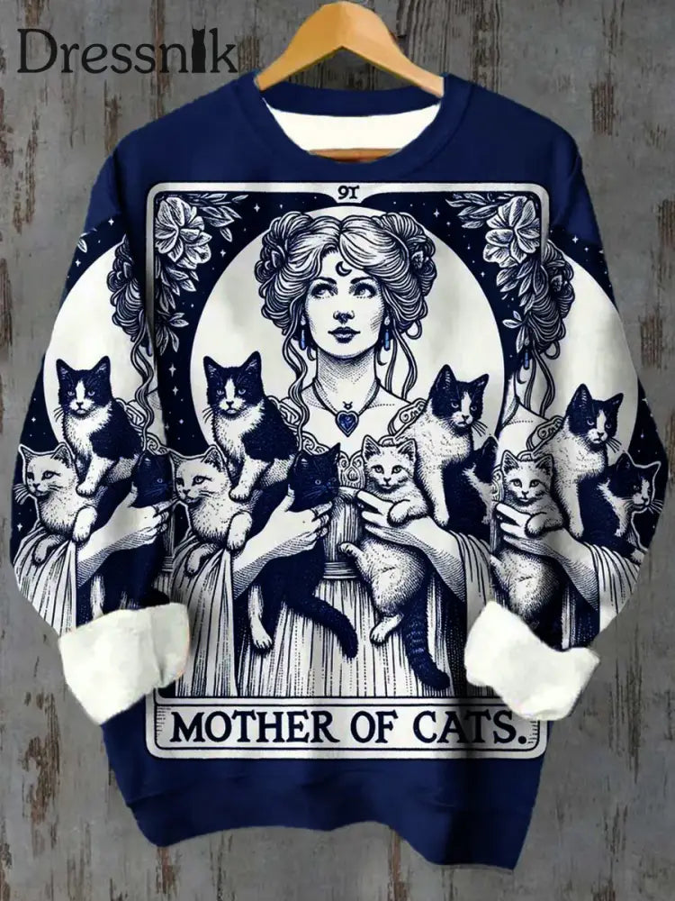 Unisex Feline Tarot Lässig Sweatshirt Mit Rundhals Ausschnitt D / S