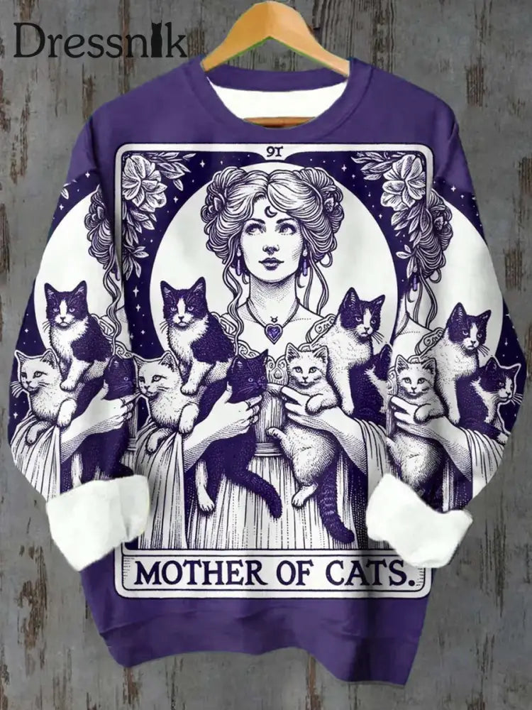 Unisex Feline Tarot Lässig Sweatshirt Mit Rundhals Ausschnitt E / S