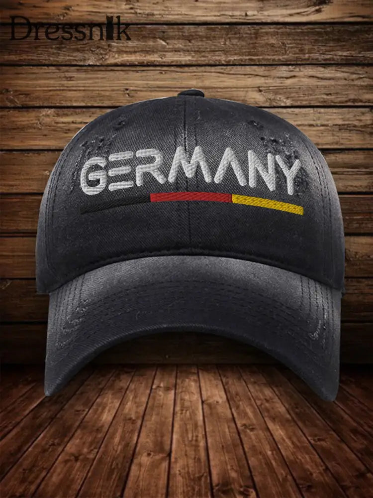 Unisex Germany Print Washed Gradient Hat Black / JM