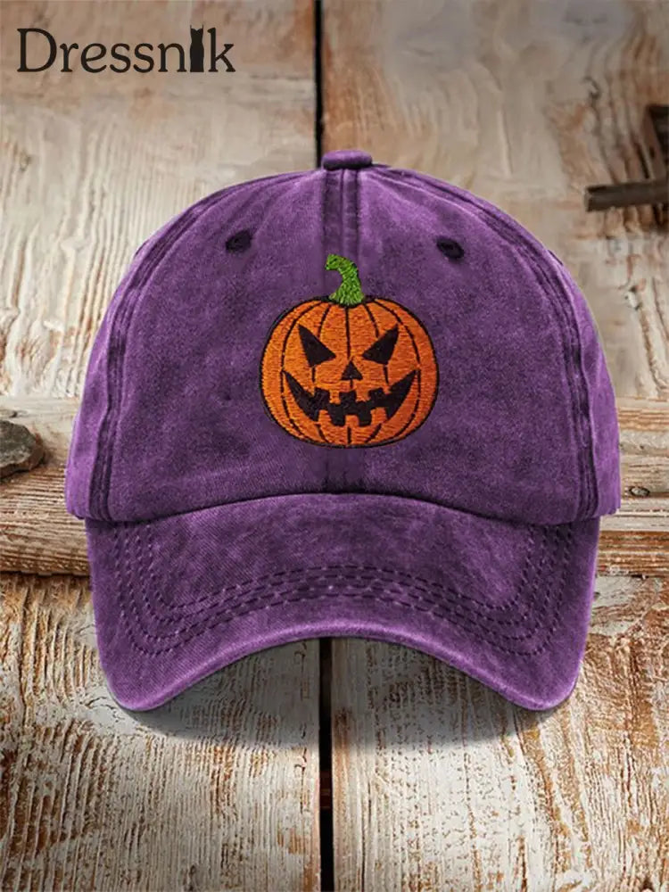 Unisex Halloween Kürbis Print Hut Lila / JM