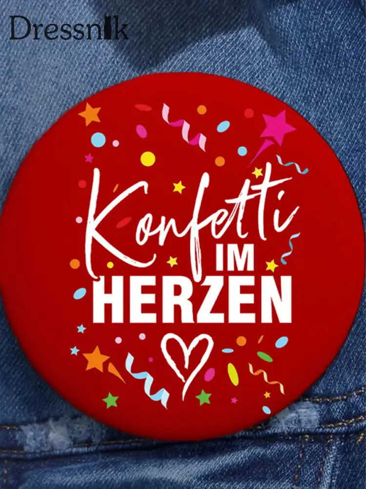 Unisex Kölner Karneval Design Bedruckte Brosche Rot / EINS