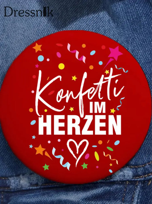 Unisex Kölner Karneval Design Bedruckte Brosche Rot / EINS