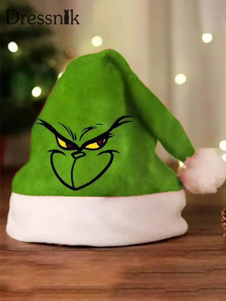 Unisex Lustige Klassische Weihnachts-Zeichentrick figur druck Plüsch mütze Grün / S