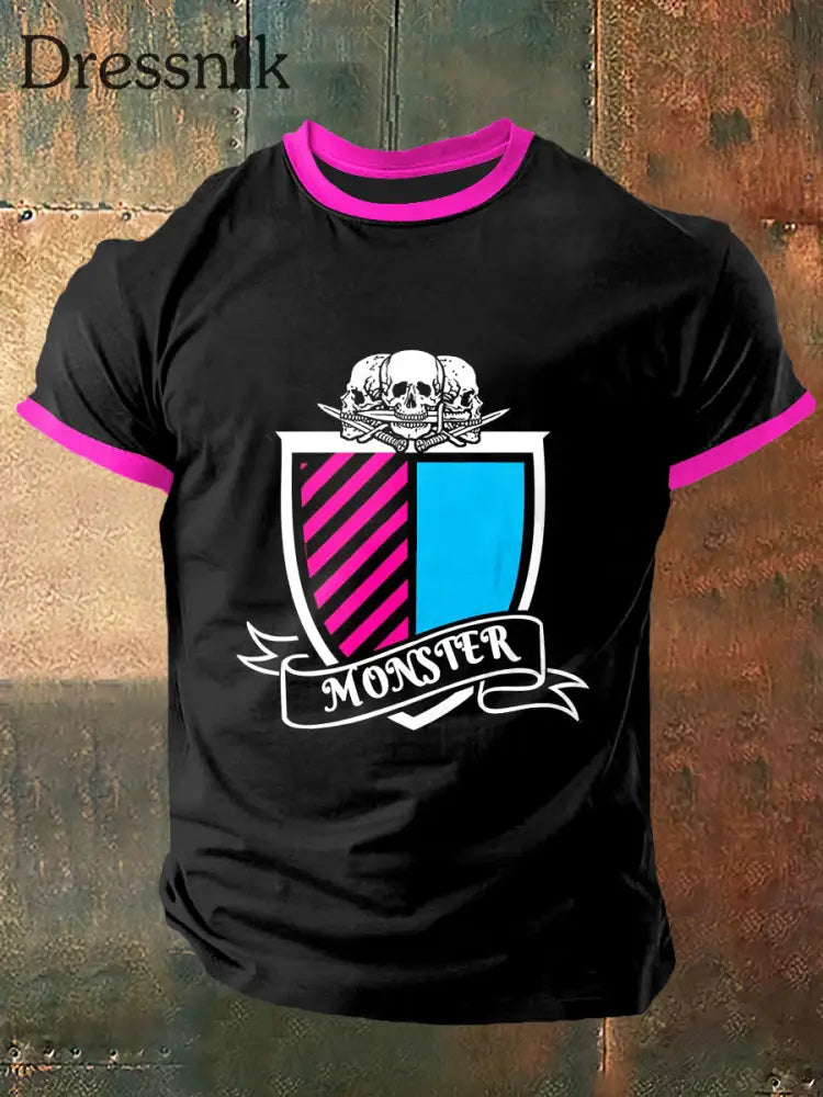 Unisex Monster High Print Vintage Mode Kurzarm T-Shirt Schwarz / S