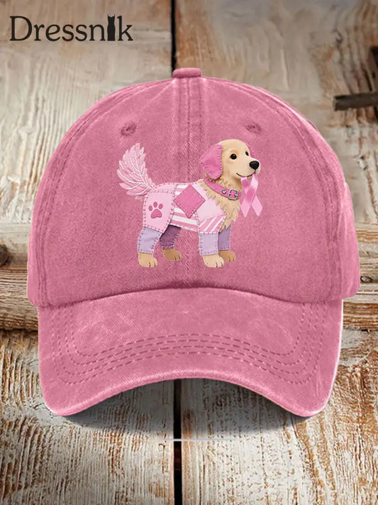 Unisex Pink Dog Pink Ribbon Brustkrebs Sensi bilisierung Hut Rosa / EINS
