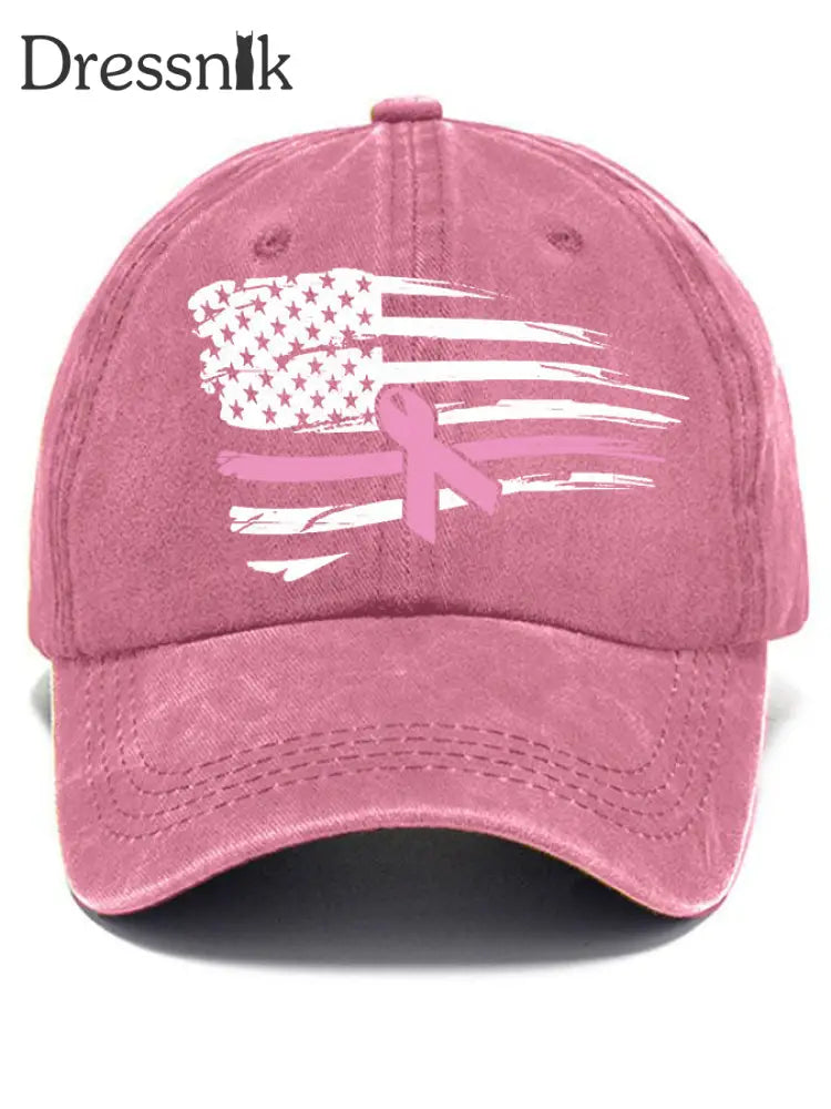 Unisex Pink Ribbon Amerikanische Flagge Brustkrebs Sensi bilisierung Hut Rosa / JM