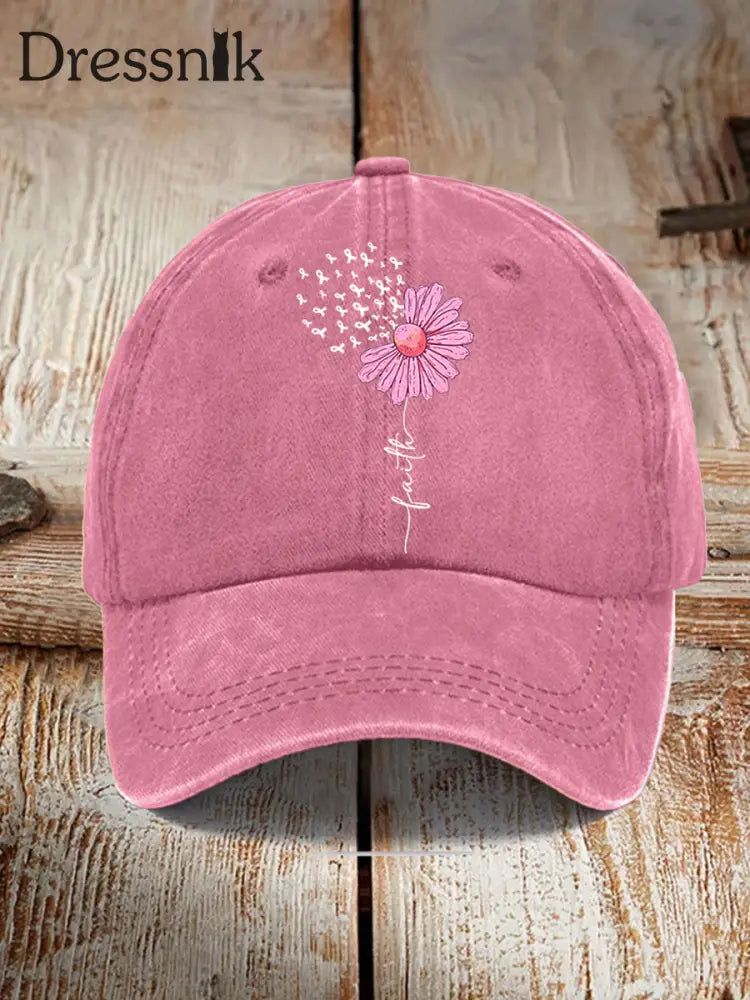 Unisex Pink Ribbon Sonnenblume Glaube Brustkrebs Sensi bilisierung Hut Rosa / JM