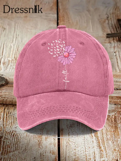 Unisex Pink Ribbon Sonnenblume Glaube Brustkrebs Sensi bilisierung Hut Rosa / JM
