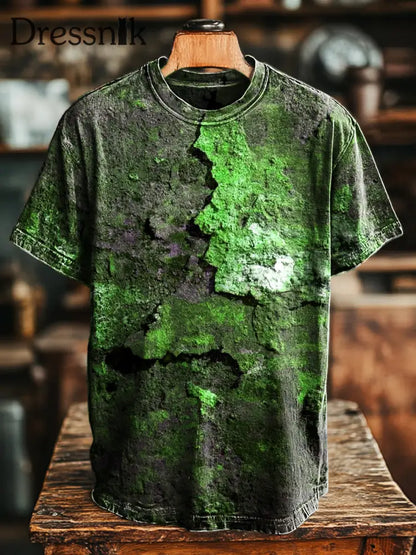 Unisex Retro-Alter Rost gedruckt lässig lose Kurzarm T-Shirt Grün / S